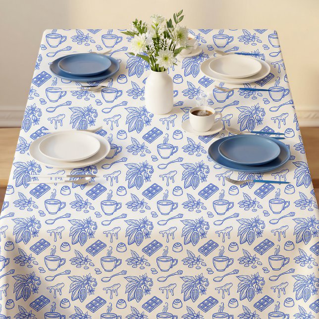 Nappe Motif Moderne de Toile Bleue Cacao et Chocolat (Créateur téléchargé)