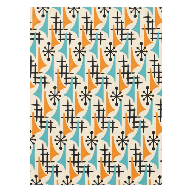 Nappe Motif moderne du milieu du siècle de l'âge atomiqu (Devant)