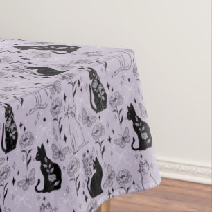 Nappe Motif mystique de chat noir et papillon   Cuisine