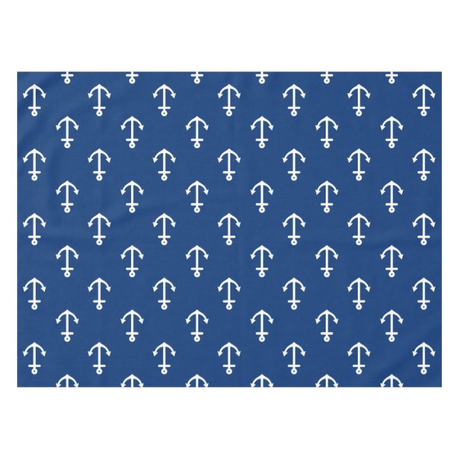 Nappe Motif nautique d'Ancre de bleu marine (Devant (Horizontal))