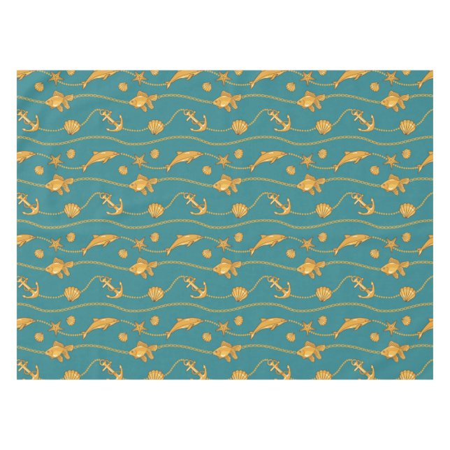 Nappe Motif nautique d'or (Devant (Horizontal))