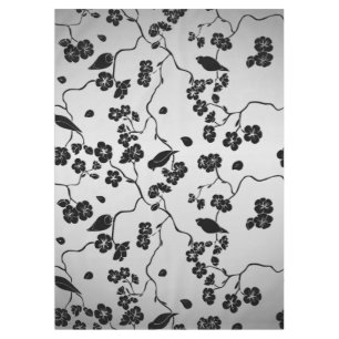 Nappe Motif oiseaux et fleurs de cerisier noir sur argen