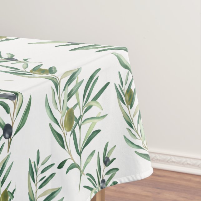 Nappe Motif Olive Verte Aquarelle Élégance Campagnarde F (In Situ)