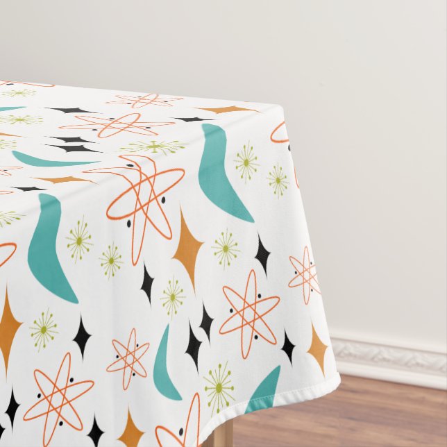 Nappe Motif orange bleu atomique Boomerang mi-siècle (In Situ)