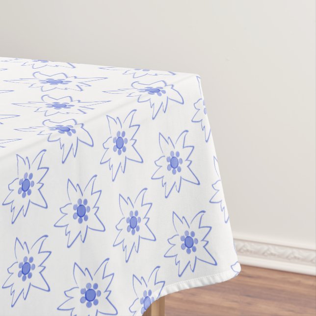Nappe Motif Outline Edelweiss bleu et blanc (In Situ)