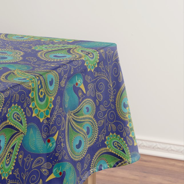 Nappe Motif Paisley Paon Bleu (In Situ)