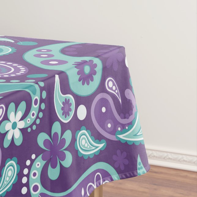 Nappe Motif Paisley Violet et Bleu Clair Shabby Chic (In Situ)