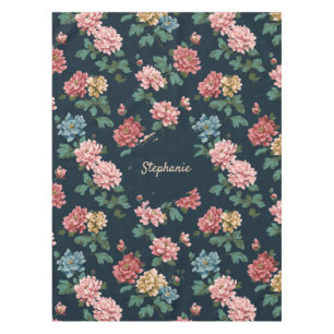 Nappe Motif Peony vintage coloré sur Arrière - plan noir
