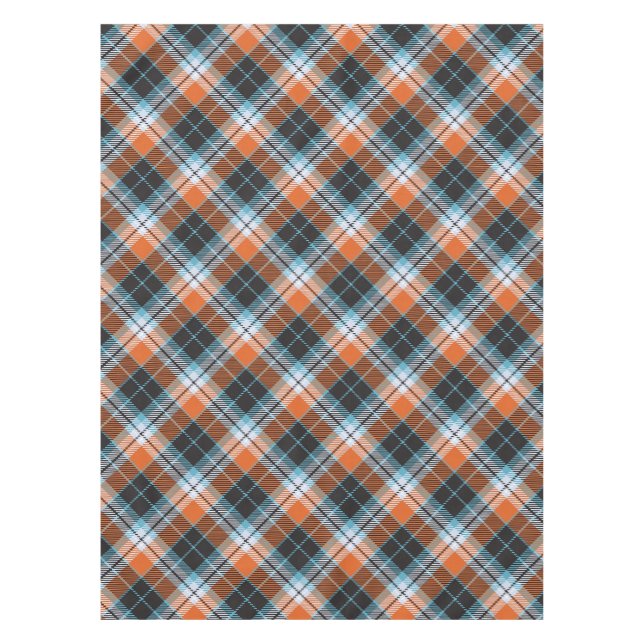 Nappe Motif Plaid Bleu Orange Automne (Devant)