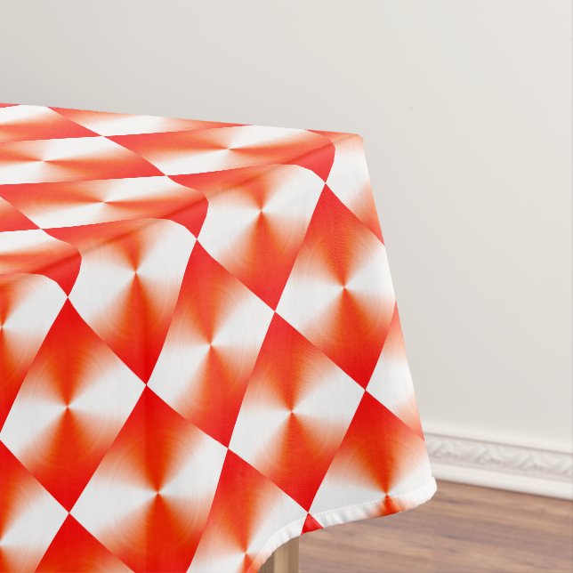 Nappe Motif Plaid orange rouge et blanc diamant (In Situ)