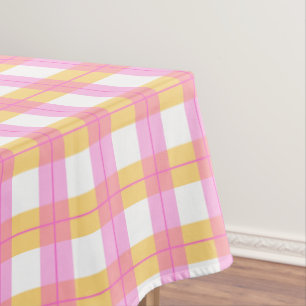 Nappe Motif plaid rose et jaune