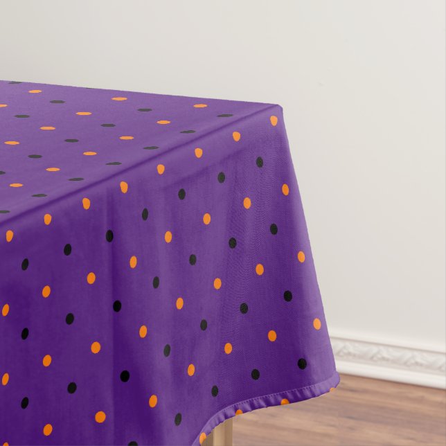 Nappe Motif Pois d'Halloween violet orange (In Situ)