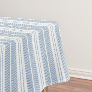 Nappe Motif rayé à chevrons bleu doux et fougère