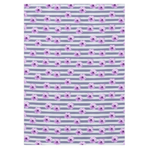 Nappe motif rayé avec marguerites violettes