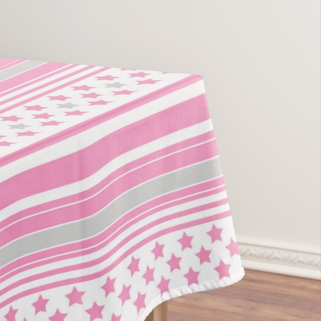 Nappe Motif rayé rose avec étoiles (In Situ)