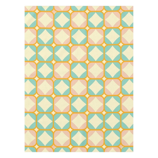 Nappe Motif rétro continu avec des carrés arrondis (Devant)