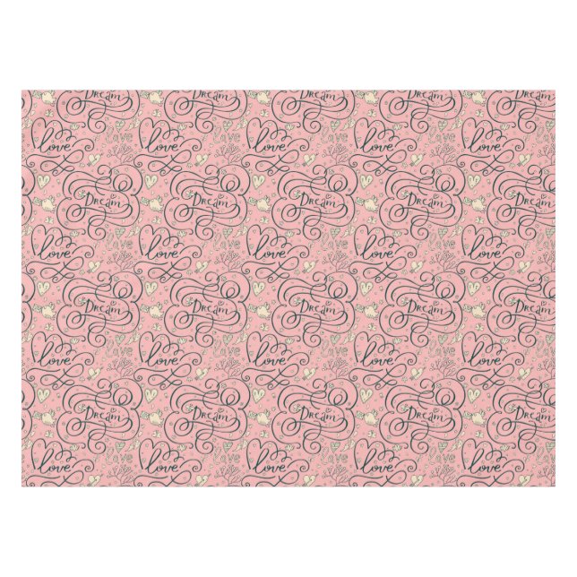 Nappe Motif romantique avec des coeurs et des oiseaux (Devant (Horizontal))
