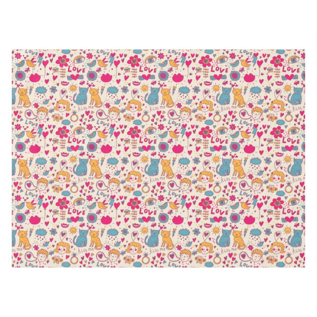 Nappe Motif romantique coloré (Devant (Horizontal))