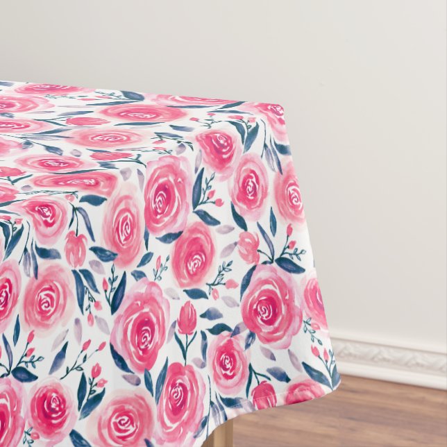 Nappe Motif Rose d'aquarelle rose (In Situ)