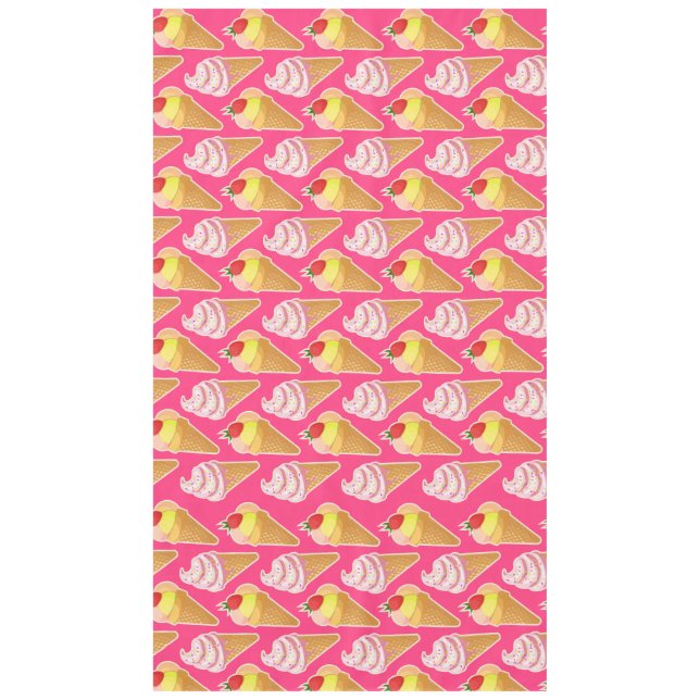 Nappe Motif rose Kawaii avec crème glacée aux fraises (Devant)