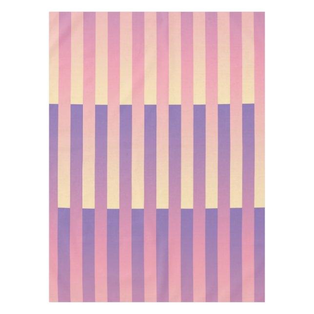 Nappe Motif rose violet jaune rayé (Devant)