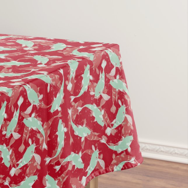 Nappe Motif rouge et vert - Koi Fish (In Situ)
