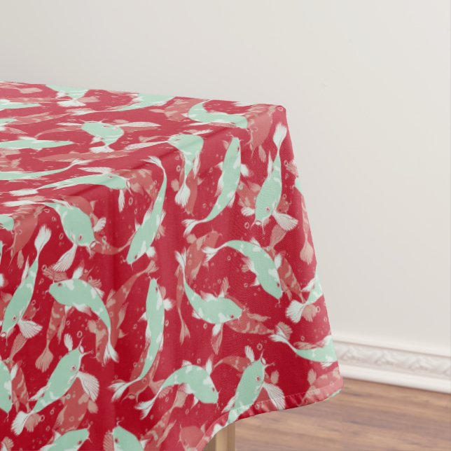 Nappe Motif rouge et vert - Koi Fish (In Situ)
