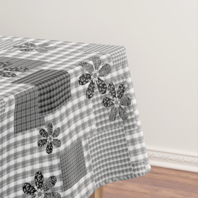 Nappe Motif rustique en patchwork noir et blanc rétro (In Situ)