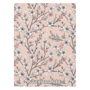 Nappe Motif Sakura en fleurs de cerisier rose sur rose (