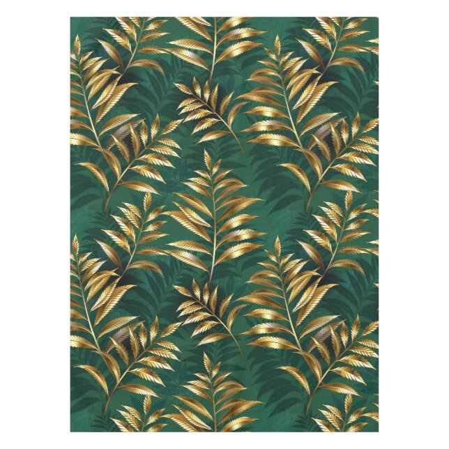 Nappe Motif sans couture avec des fougères dorées (Devant)