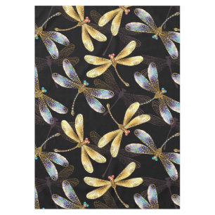 Nappe Motif sans couture avec libellules d'or