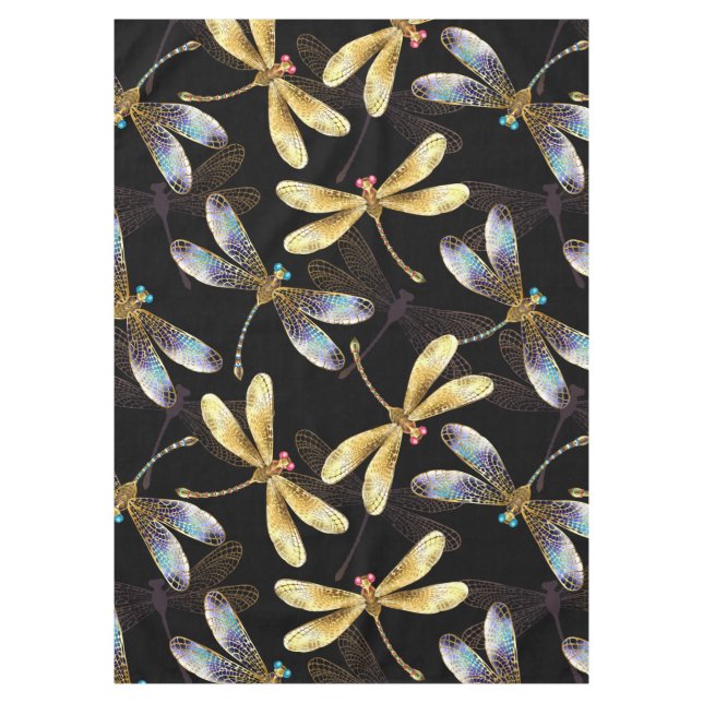 Nappe Motif sans couture avec libellules d'or (Devant)