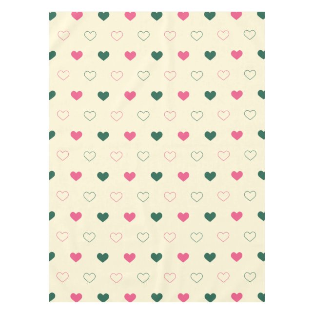 Nappe Motif sans couture - Cœurs roses et verts sur fond (Devant)