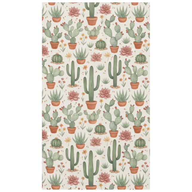 Nappe Motif sans couture de cactus de désert succulent (Devant)