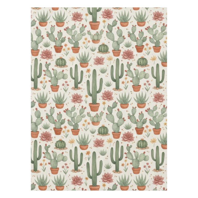 Nappe Motif sans couture de cactus de désert succulent (Devant)