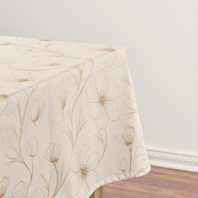 Nappe Motif sans couture de ligne florale dorée élégante (In Situ)