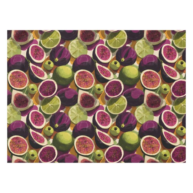 Nappe Motif sans couture vibrant de figues tranchées et  (Devant (Horizontal))