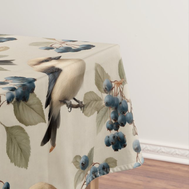 Nappe Motif sans couture Vintage Oiseau et Myrtille (In Situ)