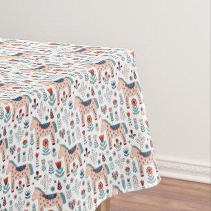 Nappe Motif scandinave d'art populaire de cheval