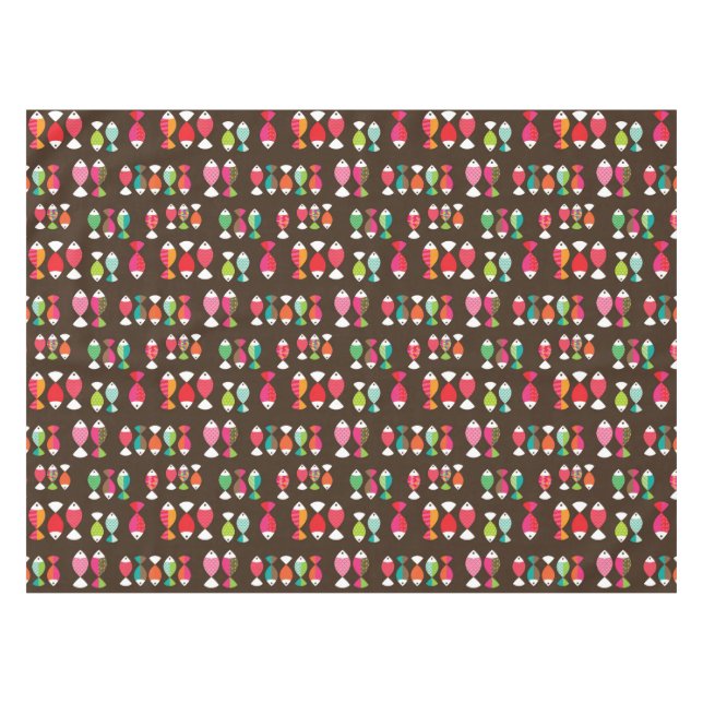 Nappe Motif sous-marin 2 de rétros poissons abstraits (Devant (Horizontal))