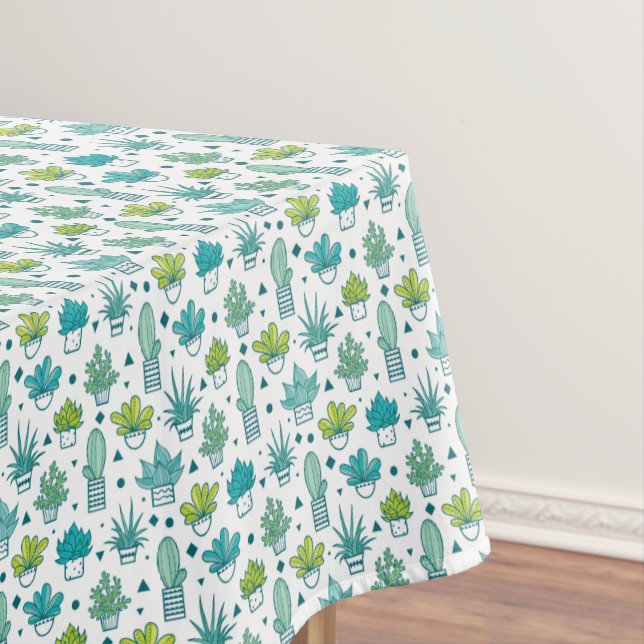 Nappe Motif succulent d'aquarelle verte et bleue (In Situ)