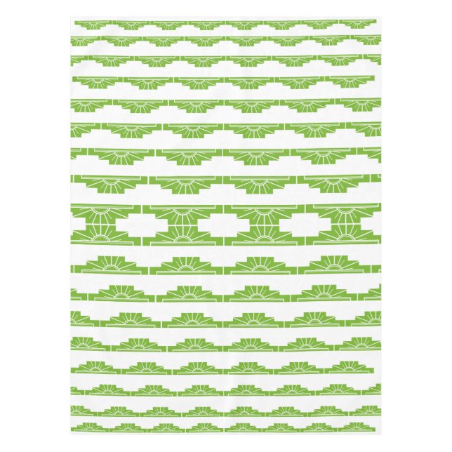 Nappe Motif Sunburst Art Déco en blanc et chaux (Devant)