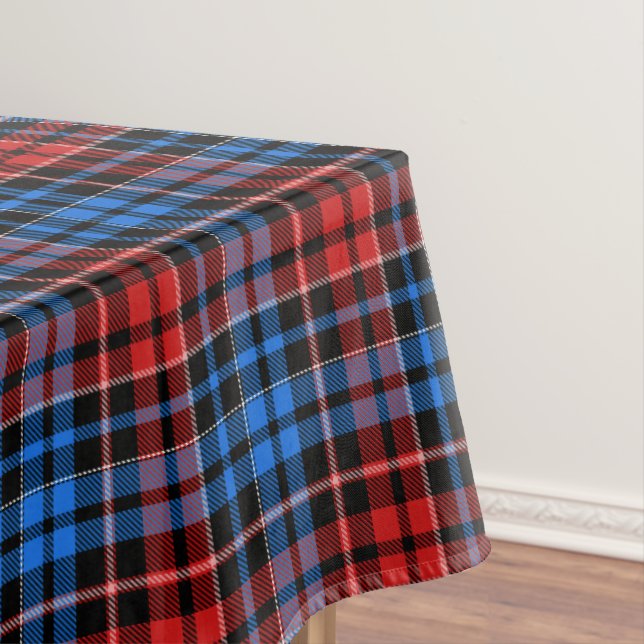 Nappe Motif Tartan à Carreaux Rouge Bleu sur Fond Noir  (In Situ)