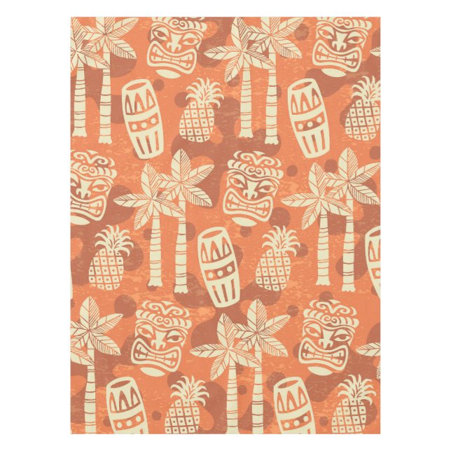 Nappe Motif Tiki Rétro Moderne du Milieu du Siècle (Devant)