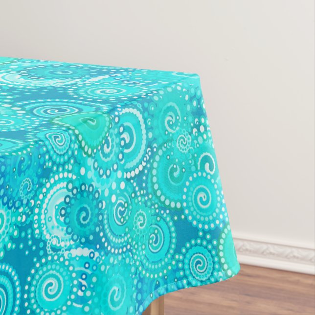Nappe Motif tourbillon fractal, teintes turquoise (In Situ)
