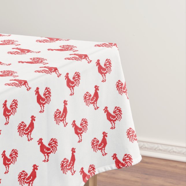Nappe Motif transparent Red Roosters (In Situ)