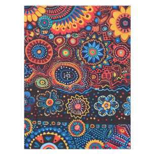 Nappe Motif tribal Abstrait et dynamique de Huichol
