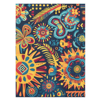 Nappe Motif tribal Abstrait et dynamique de Huichol