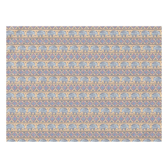 Nappe Motif tribal d'éléphant ethnique bleu (Devant (Horizontal))