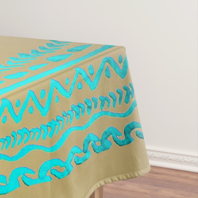 Nappe Motif tribal Turquoise Turquoise brillant sur or (In Situ)